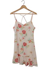 Bershka Vestido de Verano Mujer Estampado Floral Vestido de Tirantes Blanco Rojo Talla 38