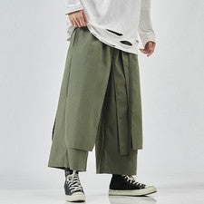 Pantalones informales holgados de pierna ancha sueltos estilo japonés para hombre