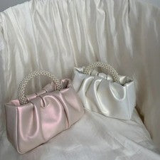 Bolso sin asas de noche con asa de perlas para mujer Bolso cuadrado de hombro Fiesta Bolso Cartera Reino Unido
