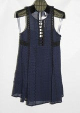 Nuevo Mini Vestido Free People Azul Marino Para Mujer Talla 2 Wherever You Go Crocheted