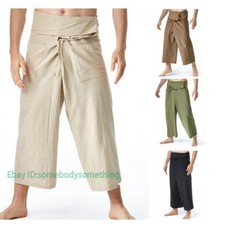 Moda Pantalones Informales Sólidos Pantalones de Pescador Tailandés Para Hombre Sueltos Yoga Harun Pantalones