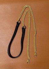 Cadena dorada y correa de hombro de cuero negro para bolsos de diseñador cartera 44”
