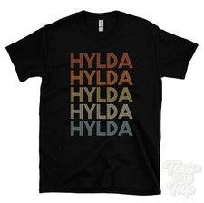 CAMISETA HYLDA ESTILO RETRO REPETIDO Hombre y Mujer Novedad Genial Nombre Regalo