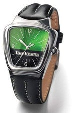 Reloj italiano retro LAMBRETTA JET esfera verde negra/correa de cuero negro como nuevo