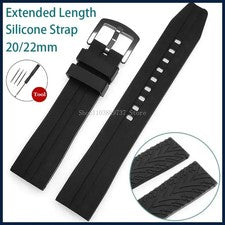 Correa de reloj de goma de longitud extendida de 20 mm 22 mm de gran tamaño