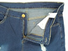 Pantalones de mezclilla ajustados elásticos de moda para hombre talla 35" W/XL NUEVOS azules desgastados