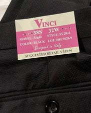 Pantalones Vinci para hombre años 30/38 negros diseñados en Italia nuevos con etiquetas