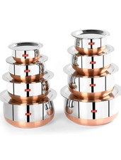 Juego De 8 Utensilios De Cocina De Acero Inoxidable Con Fondo De Cobre Con Tapa