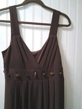Vestido para mujer talla 14 nuevo N/T de Bisou Bisou espalda baja cuello en V suelto cuentas fluidas corbata