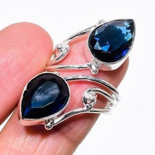 Anillo de plata de ley 925 hecho a mano con piedras preciosas de tanzanita azul de todos los tamaños para regalo