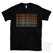 CAMISETA ESTILO RETRO REPETIDA SCARBOROUGH para hombre y mujer novedad genial nombre regalo