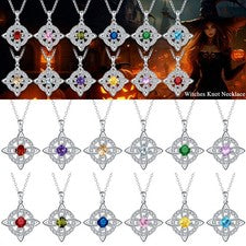 Collar Colgante Nudo Brujas Piedra Natal Mística Joyería Regalos para Esposa Mamá