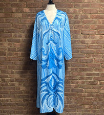 Maxi Vestido Mujer Diseño Azul Grande Talla 2XL NUEVO