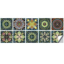Juego de 10 Hojas de Pegatinas Estilo Mandala Azulejos Autoadhesivas PVC para Cocina Baño