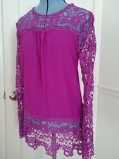 Camiseta Top Blusa Mujer Púrpura Floral Tejida Encaje Recortado Gráfico Moda