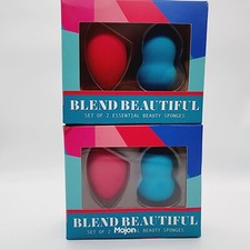 Set de 2 paquetes de esponjas de belleza biseladas para polvo y pera para base