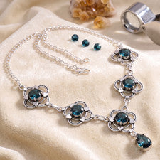 Collar de piedras preciosas de topacio azul Londres plata de ley 925 joyería hecha a mano S-18"