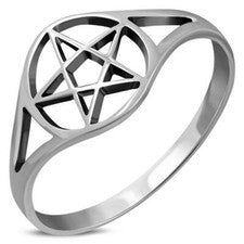 Pentáculo - Anillo de plata de ley 925 - Varios tamaños disponibles