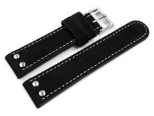 Correa de reloj búfalo de agua cuero negro 20mm 22mm 24mm