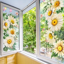 2 Piezas Pegatinas Decorativas Ventana Margarita Mariposa para Cocina y Baño
