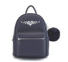 LIKE DREAM Forever Yours Mujer Niña Mochila Pequeña + Pompón en Azul Juego de 2 Piezas
