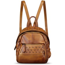 Mochila pequeña de cuero genuino para mujer Moda Mochila Mochila de día Bolso