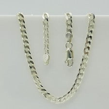 Nuevo collar de plata esterlina 925 para niños de 4 mm con cadena de eslabones de bordillo para niños de 14 pulgadas