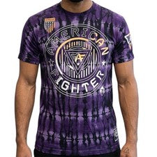 Camiseta AMERICAN FIGHTER Purple Flux Wash NORTHRIDGE Atlética Gráfica Nueva con Etiquetas