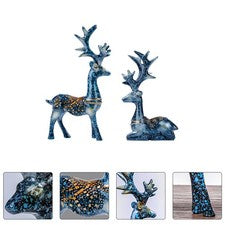 Accesorio de adorno de resina creativa 2 piezas figura de ciervo decoración interior automática