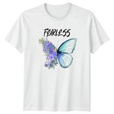 Camiseta Fearless Mujer Mariposa Floral Acuarela Botánica Regalo Cumpleaños