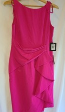 NUEVO Vestido Marina Fucsia Para Mujer Talla 6 Sin Mangas Volantes Estilo #267570
