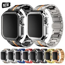 Correa de acero inoxidable + estuche para Apple Watch Series 11 10 9 SE 46 49mm Ultra Band