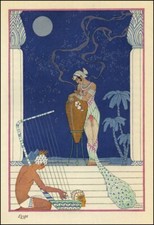 Egipto George Barbier Circa 1914 Art Deco Orientalista Fantasía Ilustración Impresión