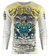 Camisa térmica para hombre Archaic by Affliction Cyanide Eagle motociclista blanca