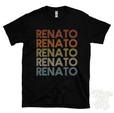 CAMISETA RENATO ESTILO RETRO REPETIDO Hombre y Mujer Novedad Genial Nombre Regalo
