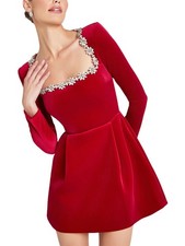 Vestidos midi ceñidos al cuerpo de terciopelo para mujer elegantes manga larga cuello cuadrado volantes9648