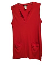 VESTIDO DE PUNTO ROJO SIN MANGAS LAUREN RALPH LAUREN PARA MUJER TALLA L
