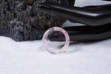 Anillo de cuarzo rosa de piedras preciosas aprox. 5,7 cm