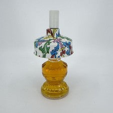 "Lámpara de aceite huracán botella de vidrio de perfume grande 6,5"" pantalla de plástico floral sellada!