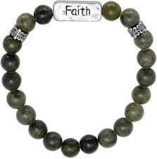 Pulsera Mensaje Fe Mármol Connemara Cuentas Piedra Verde Regalo Cumpleaños Regalo