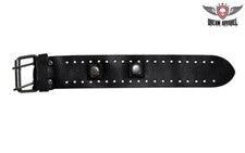 Correa de reloj simple de cuero negra estilo motocicleta y moda