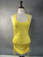 Moda Nova Para Mujer Mediano Mini Vestido Halter Acanalado Amarillo Nuevo con Etiquetas/NUEVO