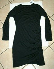 BTFBM Acanalado Moda Bodycon Vestido Envolvente Manga Larga Negro Mujer Pequeño Nuevo