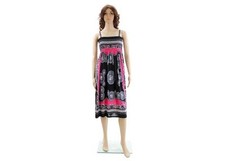 VESTIDO/CUBRIMIENTO MUJER estampado negro con azul, rojo, rosa, púrpura M/L y XL/XXL NUEVO CON ETIQUETAS