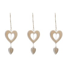 3 piezas Delicado Corazón de Madera Colgante Decoración Uso en el Hogar Colgante Decoración Madera Colgante