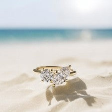 Anillo de Diamantes Boda Oro Laboratorio Cultivado 14K Amarillo Corte Redondo...