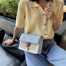 Moda Bolso de Hombro con Solapa, Mujer Hebilla Decoración Bandolera Cartera con Correa Ancha