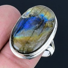 Anillo de joyería de plata esterlina 925 hecho a mano con piedras preciosas d...