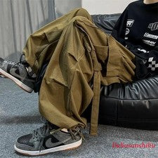 Para Hombres Informal Suelto Piernas Anchas Mono Pantalones Calles Suelto Pantalones Carga Hip Hop