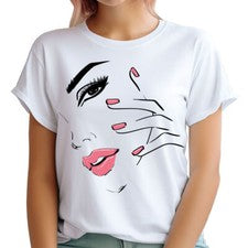 Moda Humana Niña Cara Genial Hipster Elegante Verano Top Mujeres Camisetas #TA-26